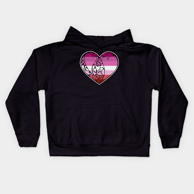 Lipstick Lesbian Pride Flag LGBT+ Heart Kids Hoodie by aaallsmiles